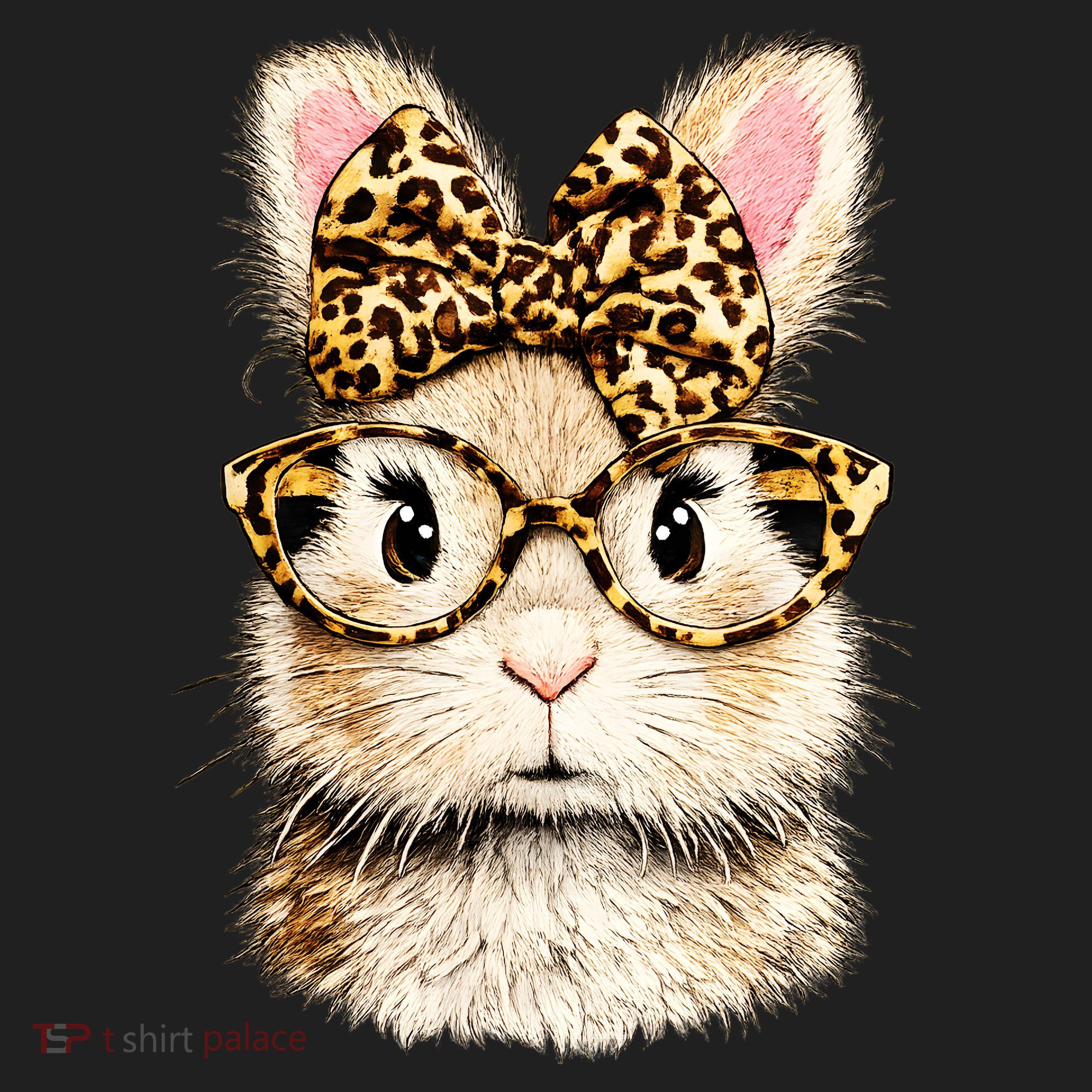 Funny Bunny Face Glasses Leopard Rabbit Easter Golf Towel