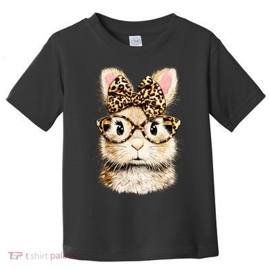 Funny Bunny Face Glasses Leopard Rabbit Easter Toddler T-Shirt