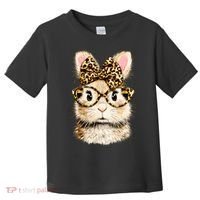 Funny Bunny Face Glasses Leopard Rabbit Easter Toddler T-Shirt thumb 0