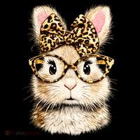 Funny Bunny Face Glasses Leopard Rabbit Easter Toddler T-Shirt thumb 4
