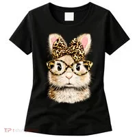 Funny Bunny Face Glasses Leopard Rabbit Easter Women's T-Shirt thumb 0