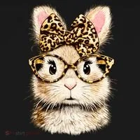 Funny Bunny Face Glasses Leopard Rabbit Easter Women's T-Shirt thumb 6