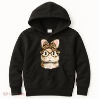 Funny Bunny Face Glasses Leopard Rabbit Easter Kids Hoodie thumb 0