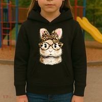 Funny Bunny Face Glasses Leopard Rabbit Easter Kids Hoodie thumb 3