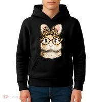 Funny Bunny Face Glasses Leopard Rabbit Easter Kids Hoodie thumb 4