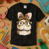 Funny Bunny Face Glasses Leopard Rabbit Easter Kids T-Shirt thumb 3