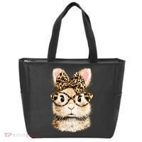 Funny Bunny Face Glasses Leopard Rabbit Easter Tote Bag thumb 0
