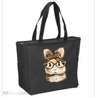 Funny Bunny Face Glasses Leopard Rabbit Easter Tote Bag thumb 2