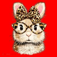 Funny Bunny Face Glasses Leopard Rabbit Easter Santa Hat thumb 1