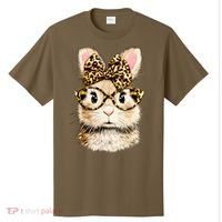 Funny Bunny Face Glasses Leopard Rabbit Easter T-Shirt thumb 0
