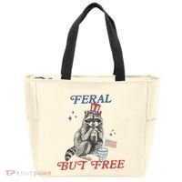 Feral But Free Funny Racoon 4th Of July Tote Bag thumb 0