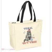 Feral But Free Funny Racoon 4th Of July Tote Bag thumb 2