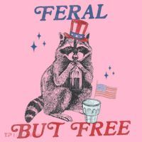 Feral But Free Funny Racoon 4th Of July Coaster thumb 2
