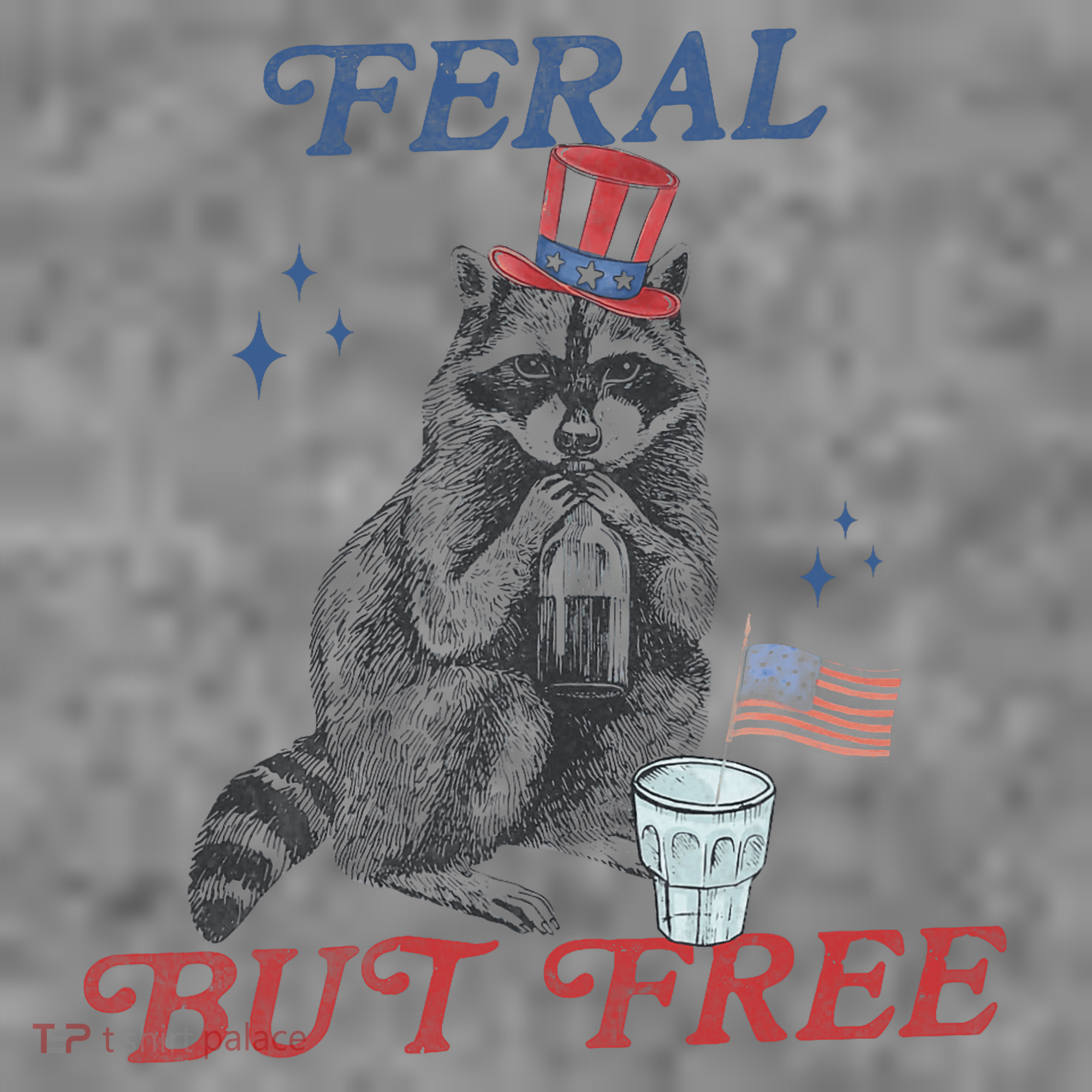 Feral But Free Funny Racoon 4th Of July Toddler Hoodie