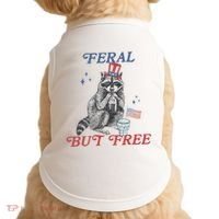 Feral But Free Funny Racoon 4th Of July Doggie Tank thumb 0