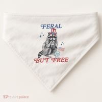 Feral But Free Funny Racoon 4th Of July USA-Made Doggie Bandana thumb 0