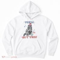Feral But Free Funny Racoon 4th Of July Hoodie thumb 0