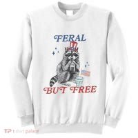 Feral But Free Funny Racoon 4th Of July Sweatshirt thumb 0