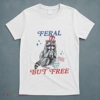 Feral But Free Funny Racoon 4th Of July T-Shirt thumb 5