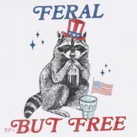 Feral But Free Funny Racoon 4th Of July T-Shirt thumb 7