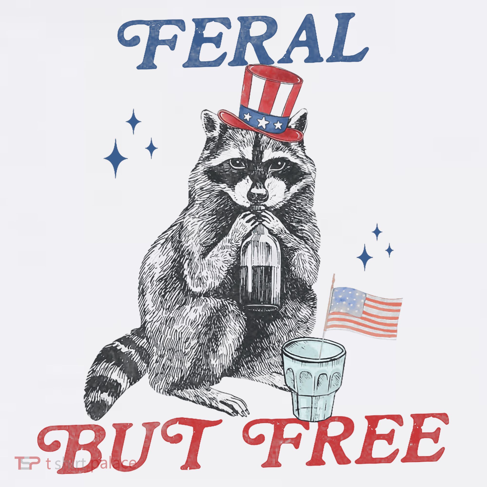 Feral But Free Funny Racoon 4th Of July Women's Hoodie