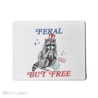 Feral But Free Funny Racoon 4th Of July Mousepad thumb 0