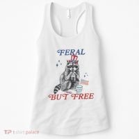 Feral But Free Funny Racoon 4th Of July Women's Tank Top thumb 0