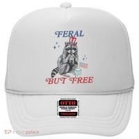 Feral But Free Funny Racoon 4th Of July Hat thumb 0