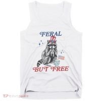 Feral But Free Funny Racoon 4th Of July Tank Top thumb 0