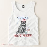 Feral But Free Funny Racoon 4th Of July Tank Top thumb 2