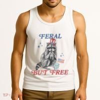 Feral But Free Funny Racoon 4th Of July Tank Top thumb 3