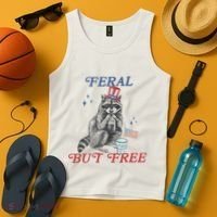 Feral But Free Funny Racoon 4th Of July Tank Top thumb 4