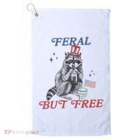Feral But Free Funny Racoon 4th Of July Golf Towel thumb 0