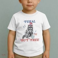 Feral But Free Funny Racoon 4th Of July Toddler T-Shirt thumb 2