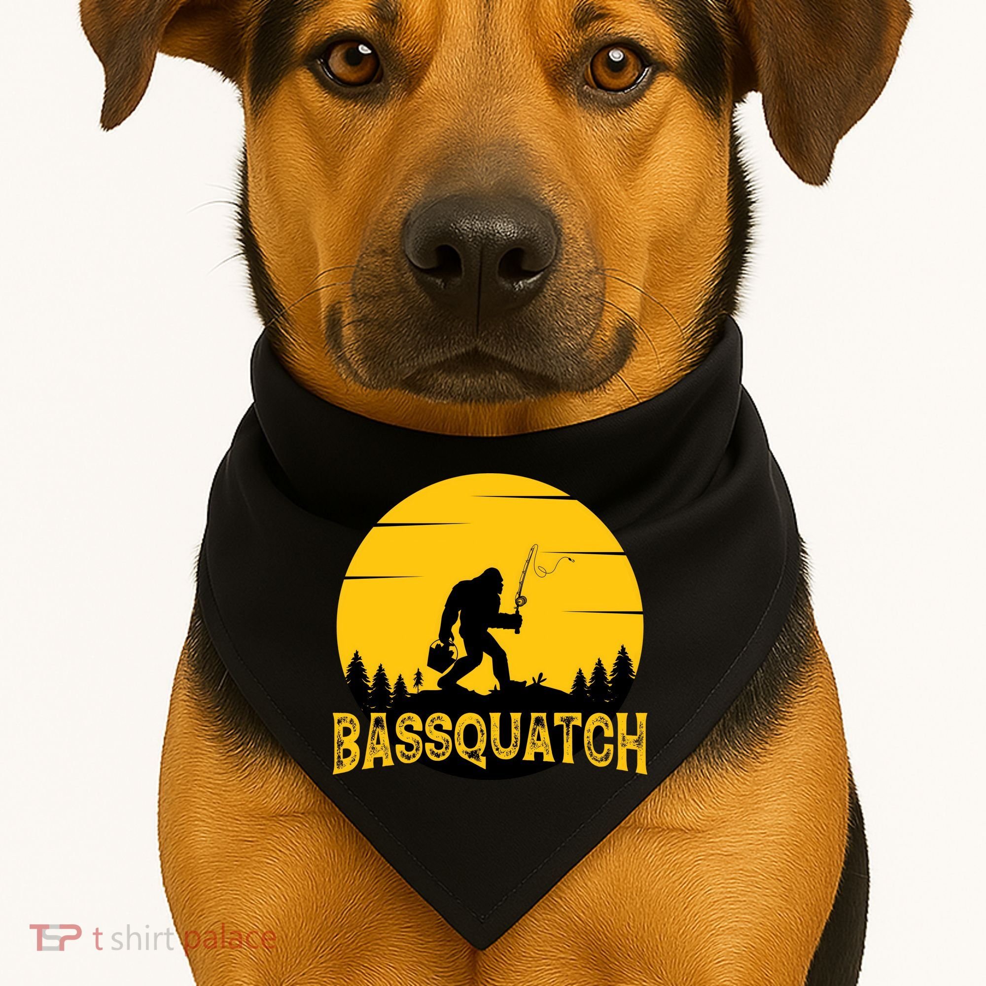 Funny Bassquatch Fishing USA-Made Doggie Bandana