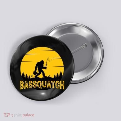 Funny Bassquatch Fishing Button