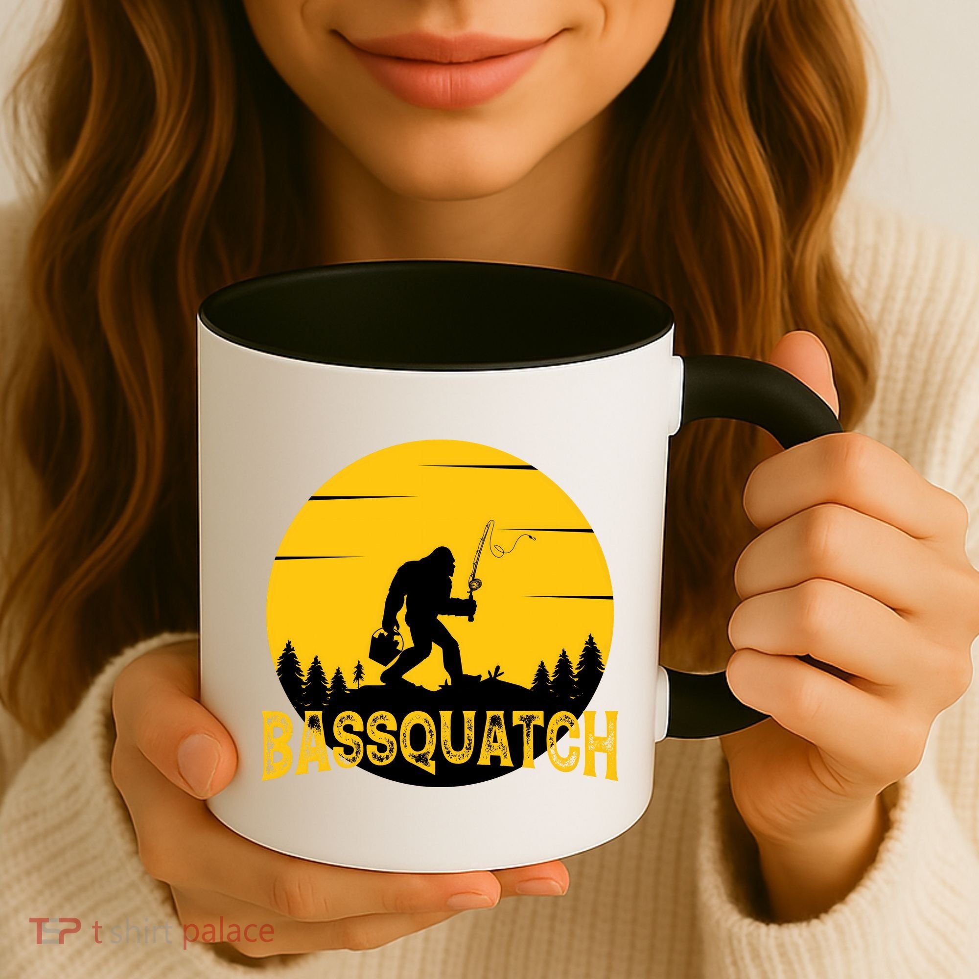 Funny Bassquatch Fishing Coffee Mug