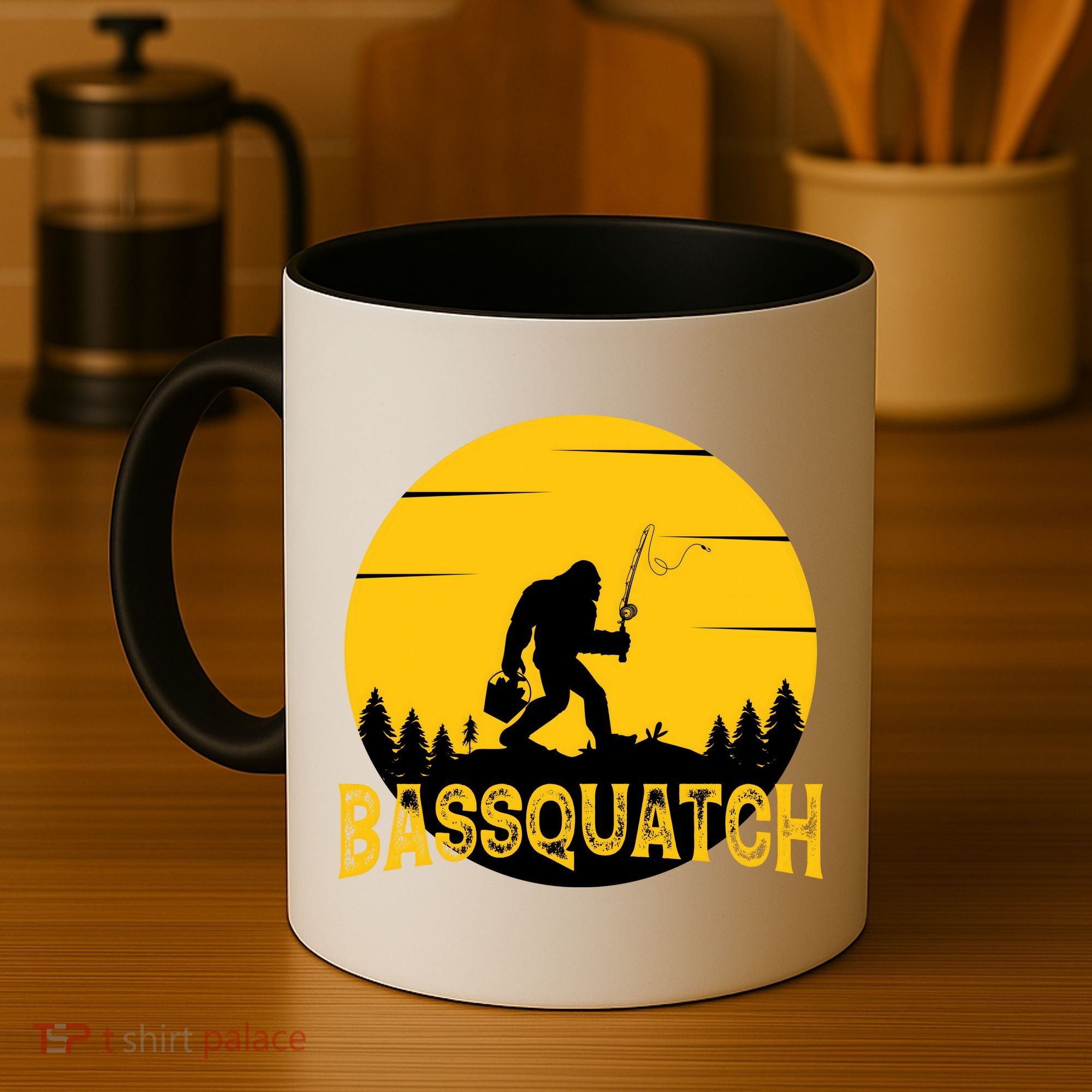 Funny Bassquatch Fishing Coffee Mug