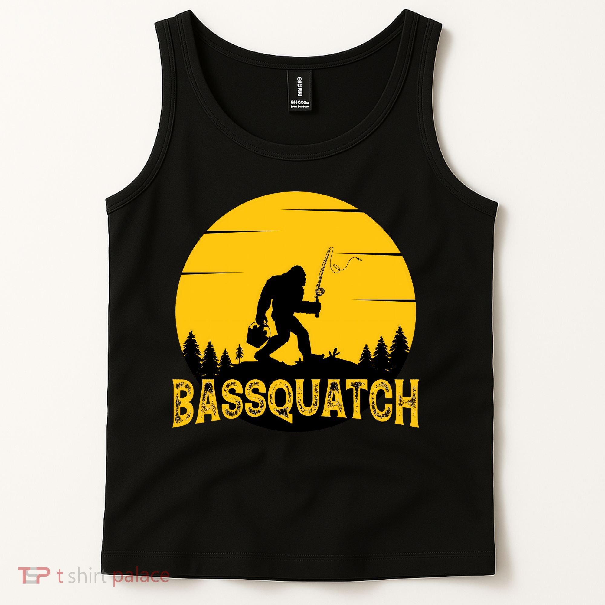 Funny Bassquatch Fishing Tank Top