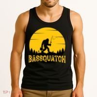 Funny Bassquatch Fishing Tank Top thumb 3
