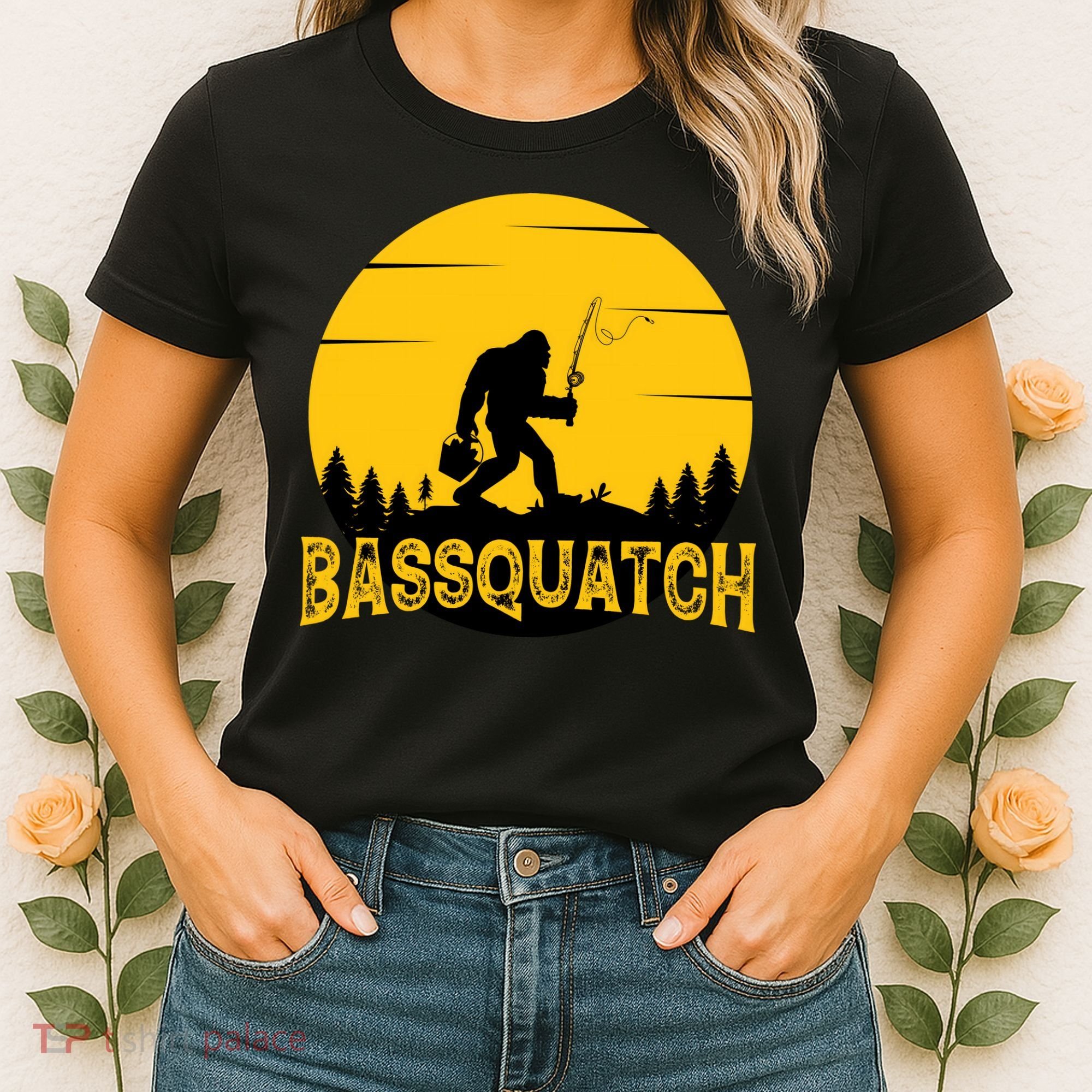 Funny Bassquatch Fishing Women's T-Shirt