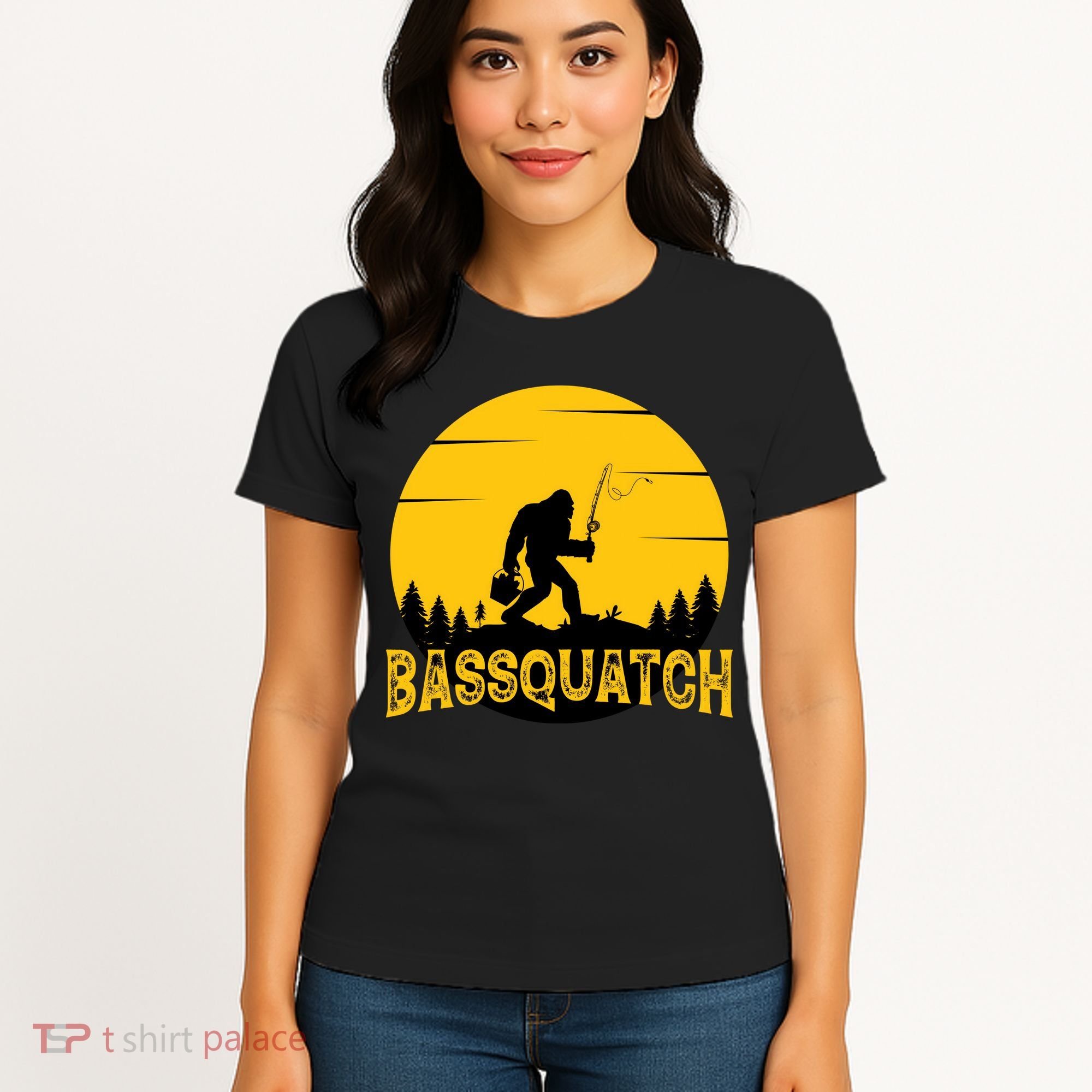Funny Bassquatch Fishing Women's T-Shirt
