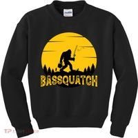 Funny Bassquatch Fishing Kids Sweatshirt thumb 0