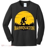 Funny Bassquatch Fishing Kids Long Sleeve Shirt thumb 0