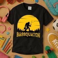 Funny Bassquatch Fishing Kids T-Shirt thumb 3