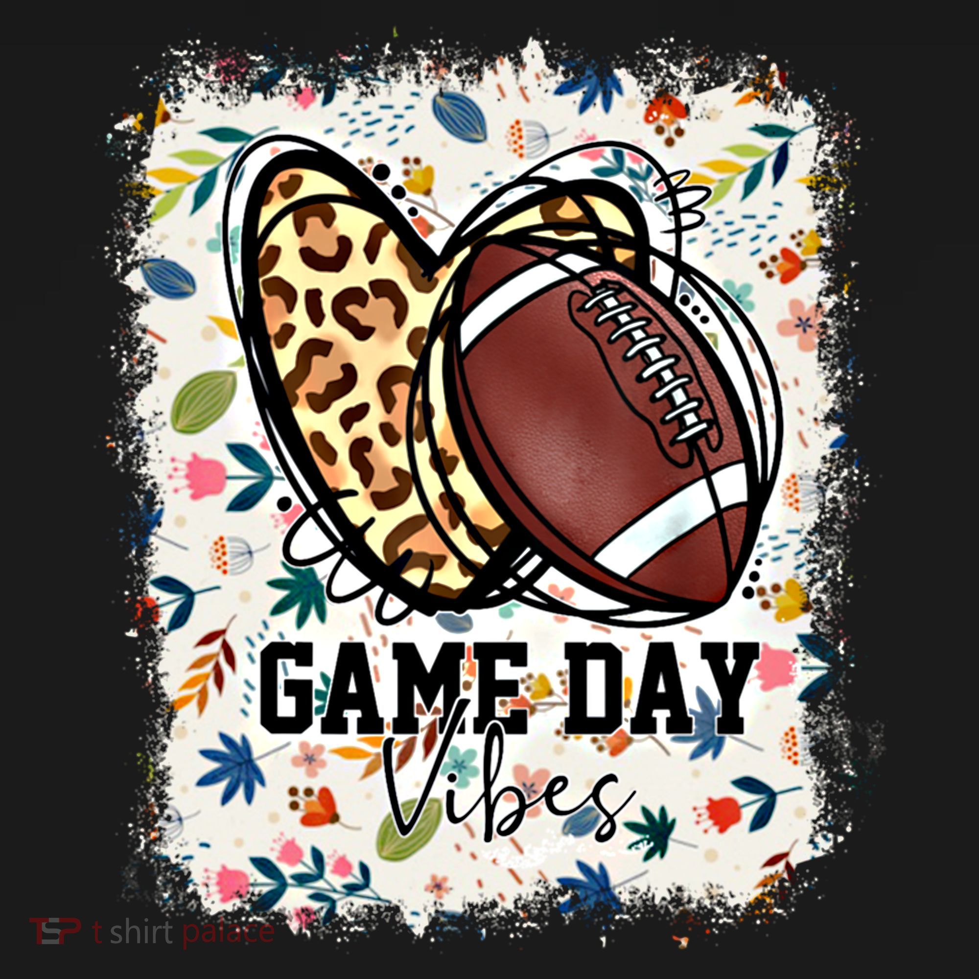 Floral Bleached Football Game Day Vibes Football Mom Gift Women's Hoodie