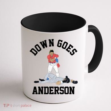 Funny Baseball Fight Down Goes Anderson Coffee Mug back