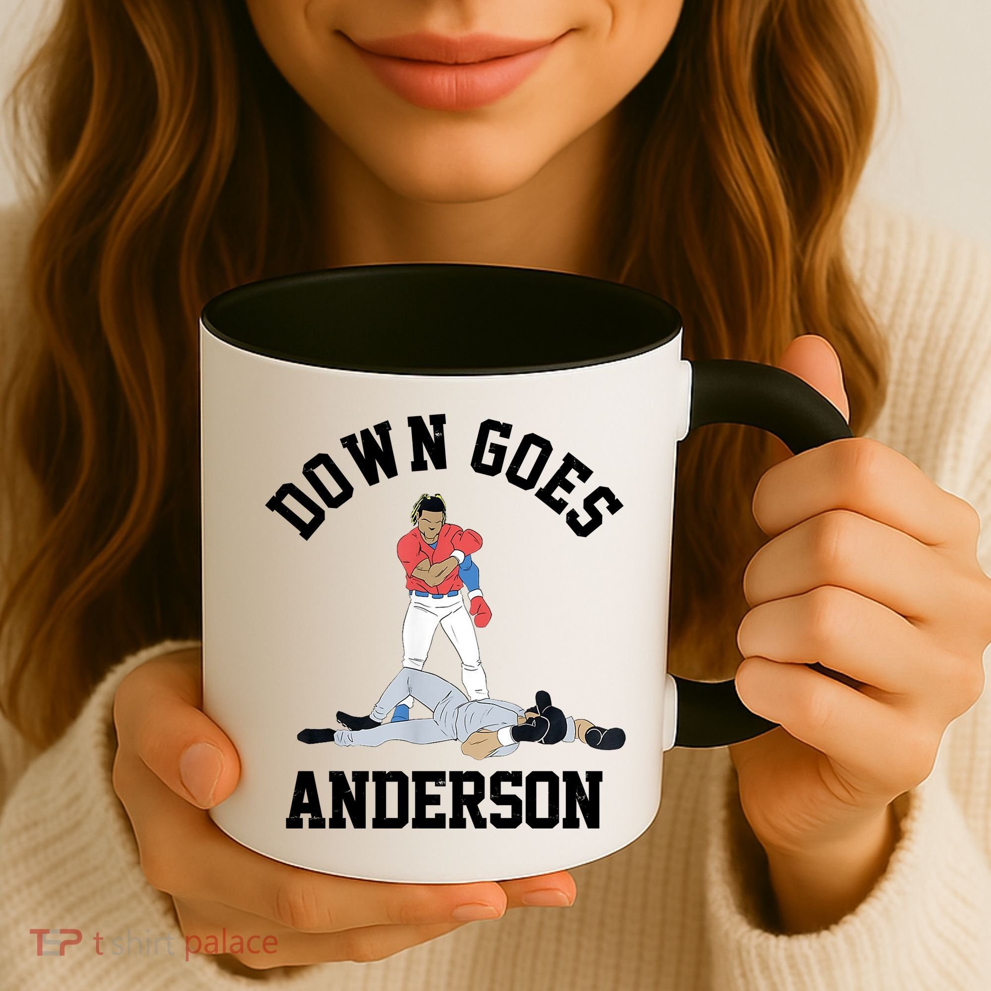 Funny Baseball Fight Down Goes Anderson Coffee Mug