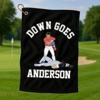 Funny Baseball Fight Down Goes Anderson Golf Towel thumb 1