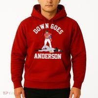 Funny Baseball Fight Down Goes Anderson Hoodie thumb 2